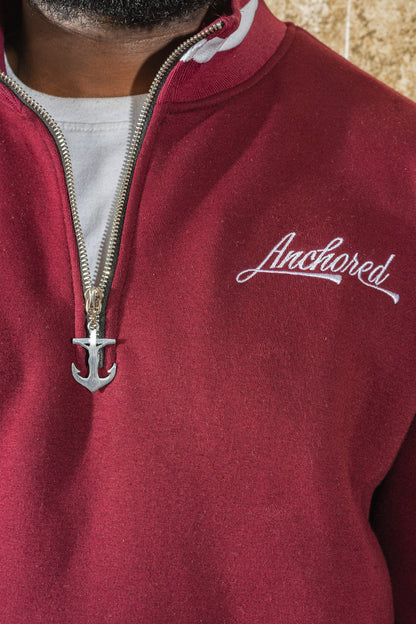 Anchored Quarter Zip Sweatshirt – Burgundy
