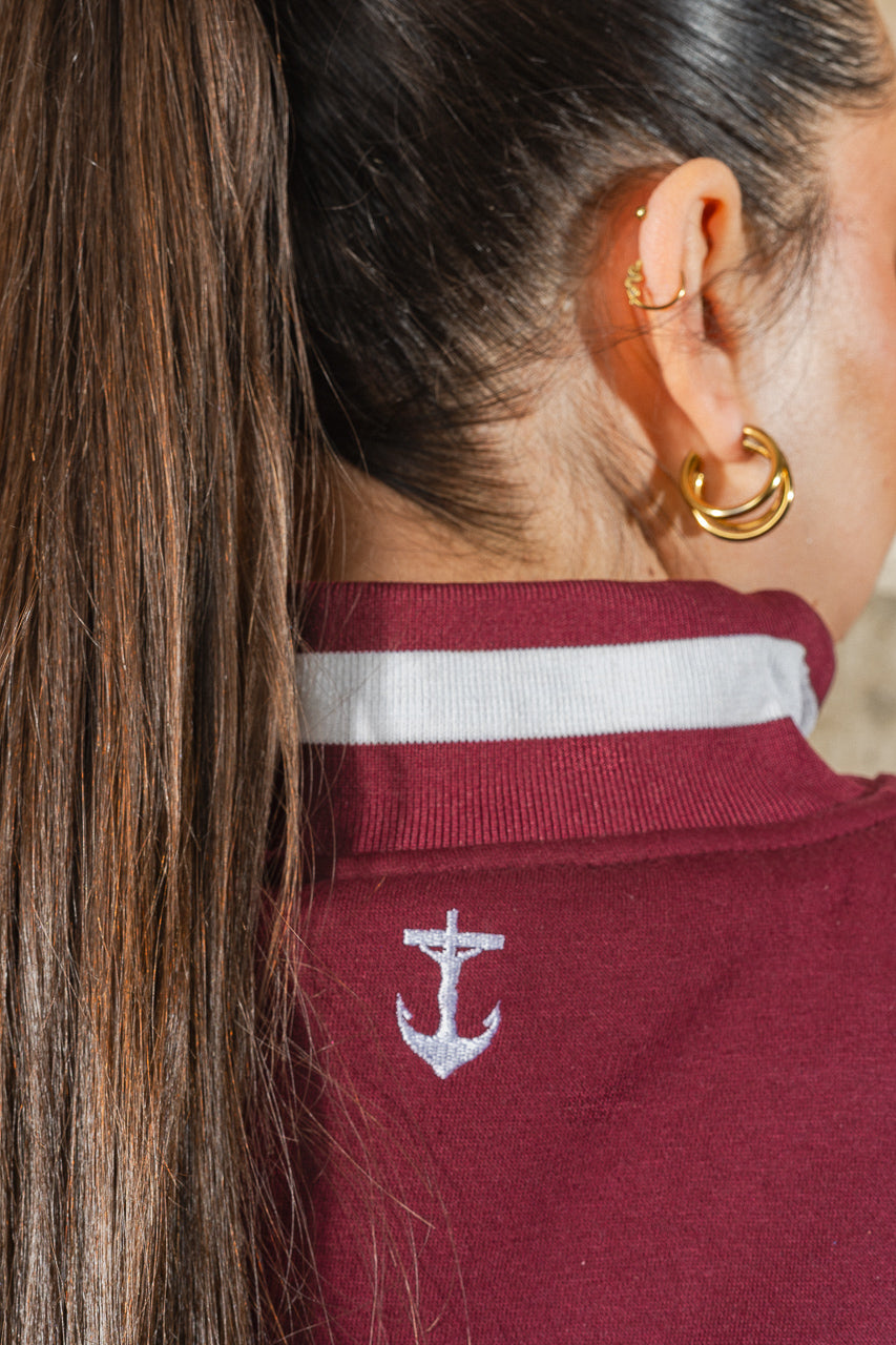 Anchored Quarter Zip Sweatshirt – Burgundy
