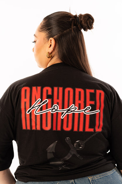 Anchored Hope Oversized T-Shirt -  Black