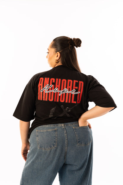 Anchored Hope Oversized T-Shirt -  Black