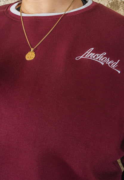 Anchored Boxy Crewneck Sweatshirt – Burgundy