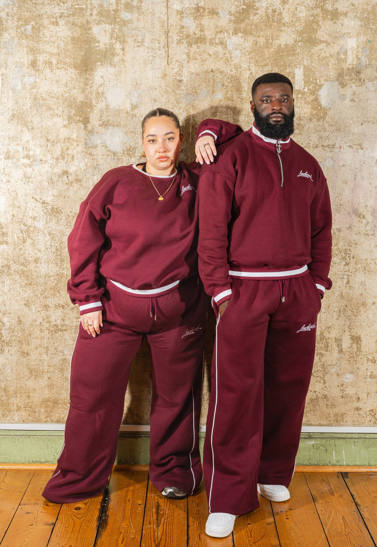 Anchored relaxed fit joggers - Burgundy