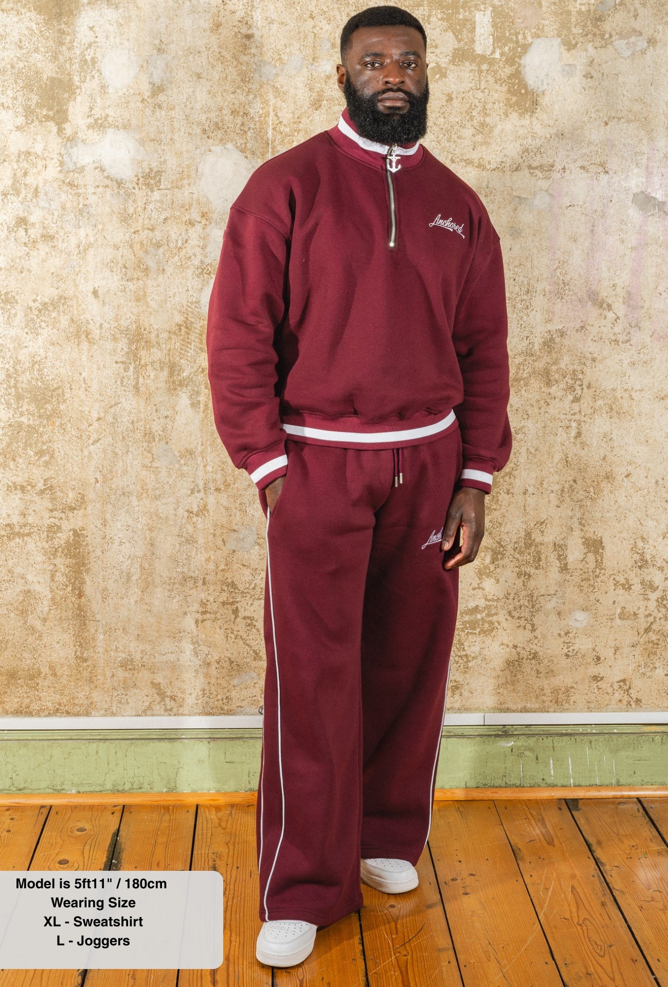 Anchored relaxed fit joggers - Burgundy